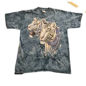 Vintage Rainforest Cafe White Tiger T Shirt Mens LRG Blue Tye Dye